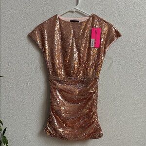 With Jules Rose Gold Sequin Dress NWT
